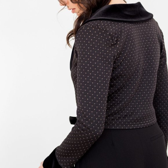 Black Bolero ,shawl neckline, flared velvet sleeve - Picture 3 of 4